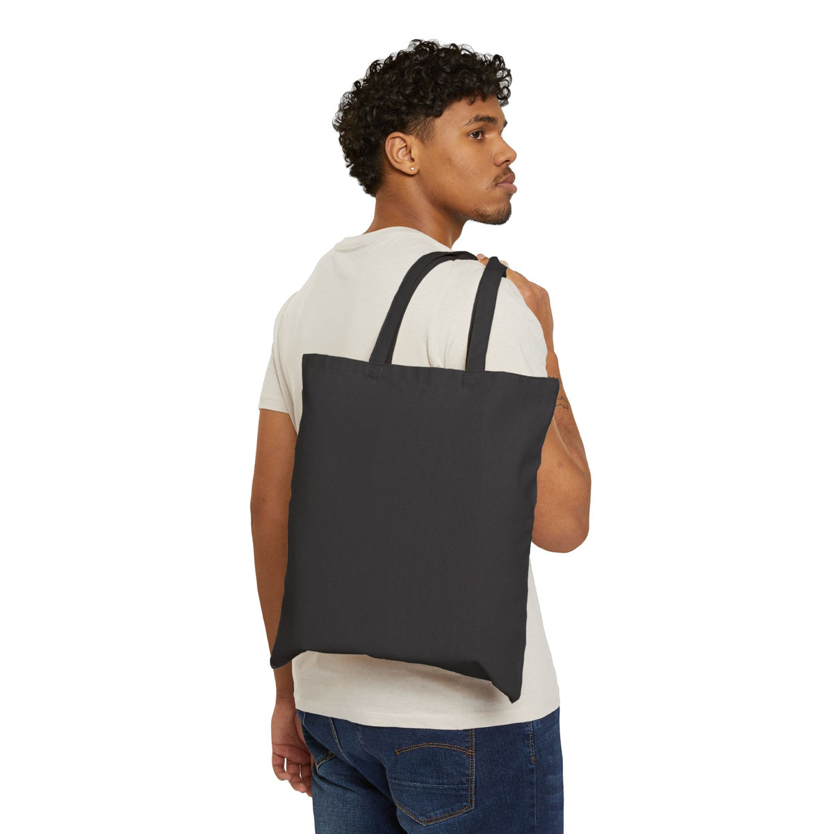 Cat Silhouette Canvas Tote Bag — Small Black Cat Embroidery