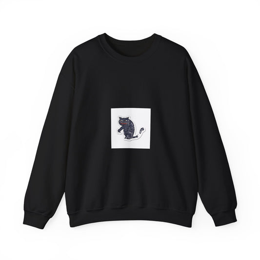 Embroidered Black Cat Crewneck Sweatshirt