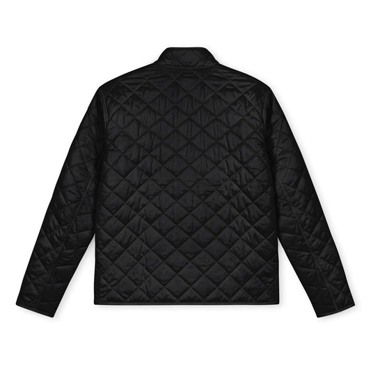 Embroidered Quilted Jacket — Men's Full-Zip Diamond Quilt with Crest Patch