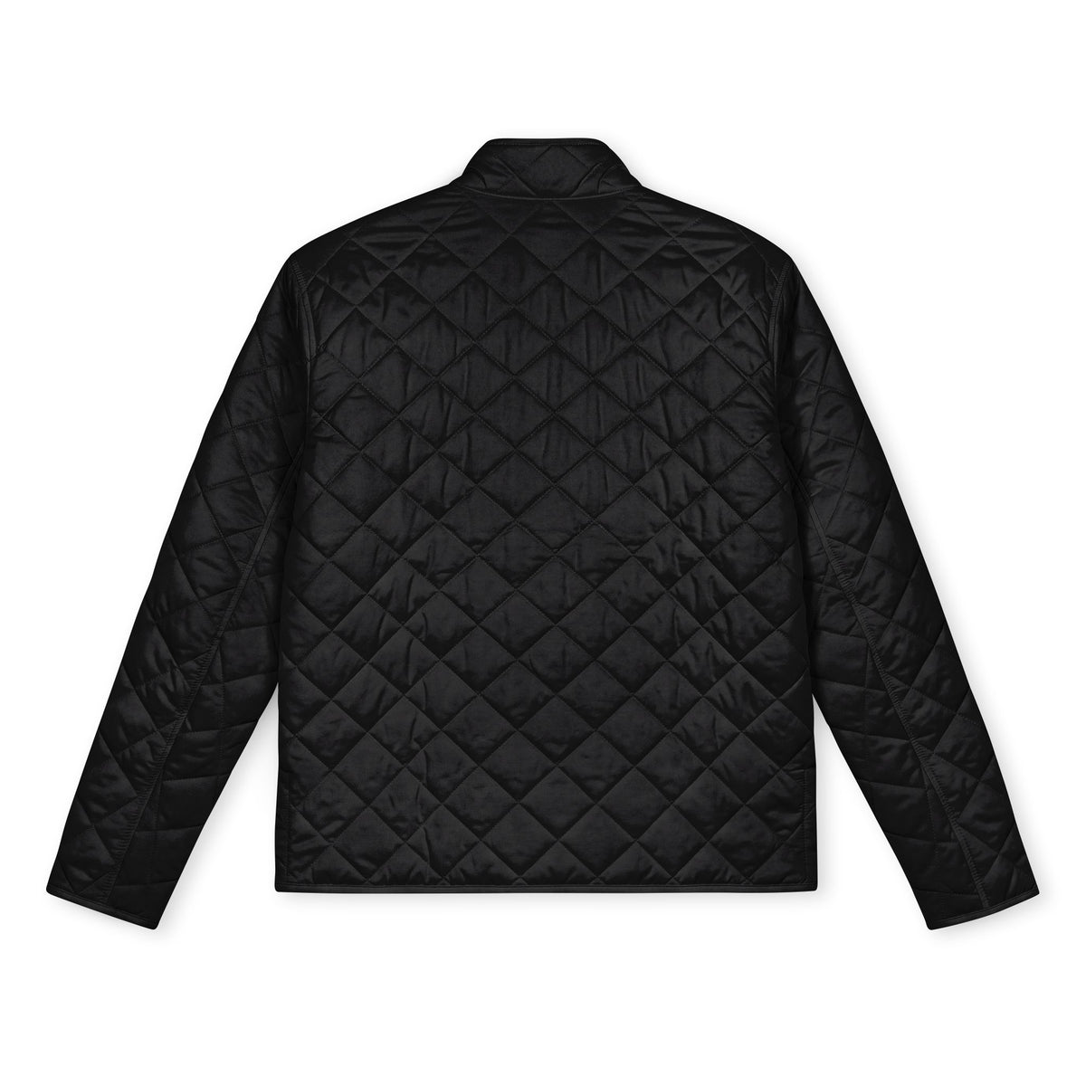 Embroidered Quilted Jacket — Men's Full-Zip Diamond Quilt with Crest Patch
