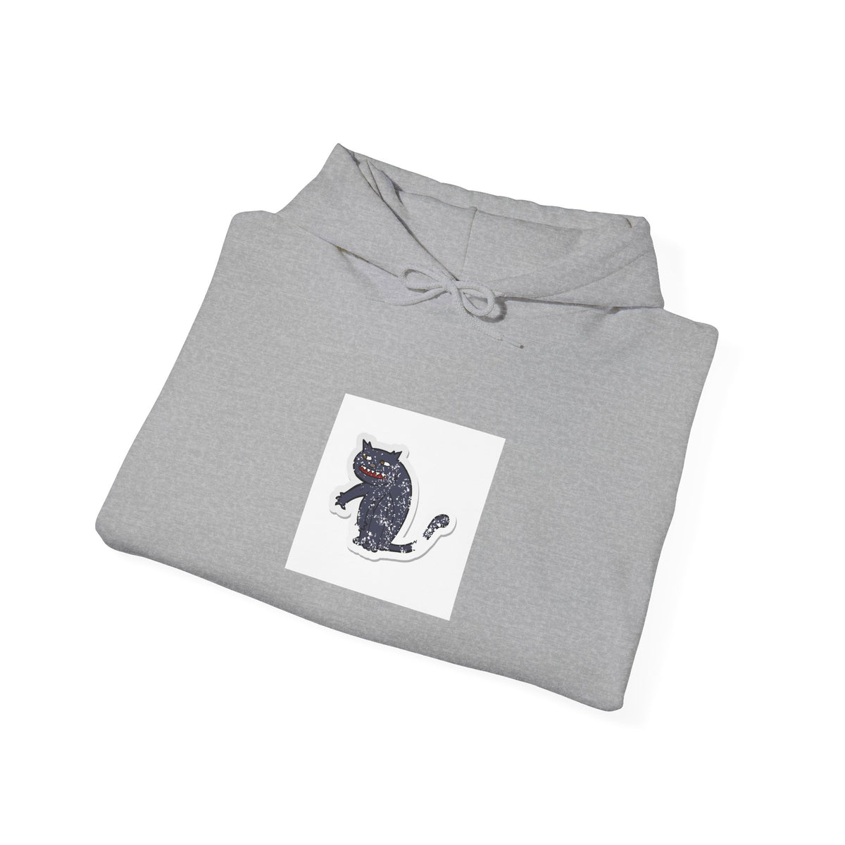 Black Cat Minimalist Hoodie — Small Embroidered Cat Design