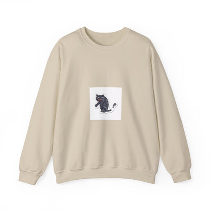 Embroidered Black Cat Crewneck Sweatshirt