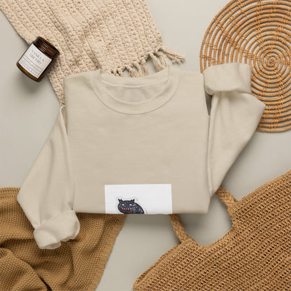 Embroidered Black Cat Crewneck Sweatshirt