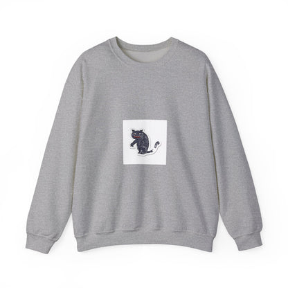 Embroidered Black Cat Crewneck Sweatshirt