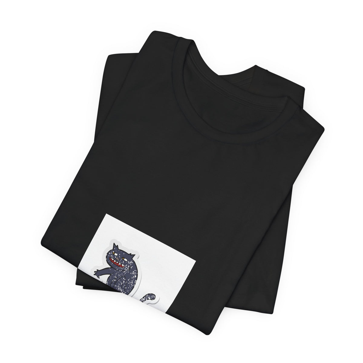 Black Cat Graphic Tee — Small Vintage Cat Illustration T-Shirt