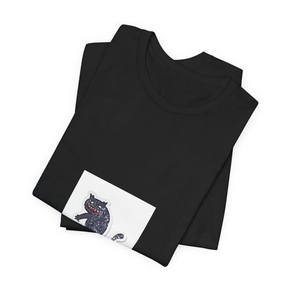 Black Cat Graphic Tee — Small Vintage Cat Illustration T-Shirt