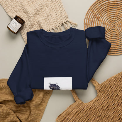Embroidered Black Cat Crewneck Sweatshirt