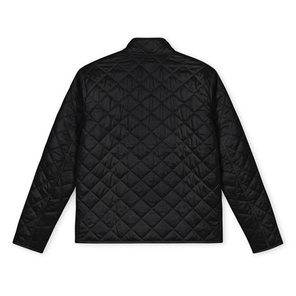 Embroidered Quilted Jacket — Men's Full-Zip Diamond Quilt with Crest Patch