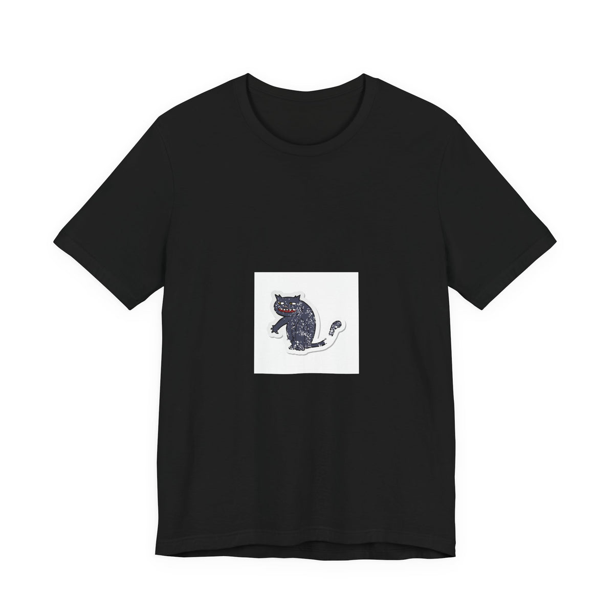 Black Cat Graphic Tee — Small Vintage Cat Illustration T-Shirt