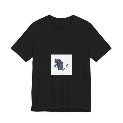 Black Cat Graphic Tee — Small Vintage Cat Illustration T-Shirt