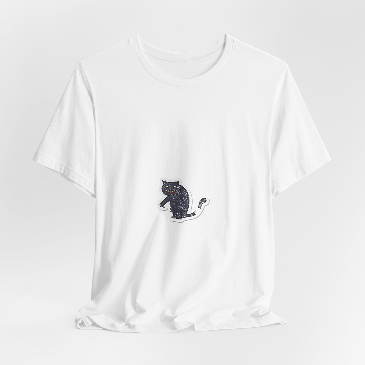 Black Cat Graphic Tee — Small Vintage Cat Illustration T-Shirt