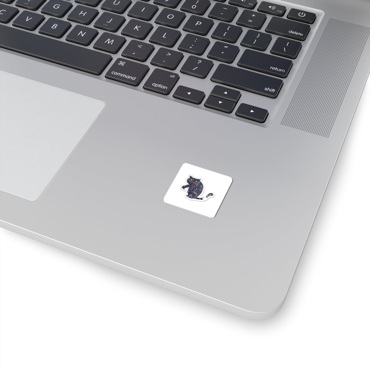 Spooky Grinning Black Cat Kiss-Cut Sticker — Halloween Laptop Decal