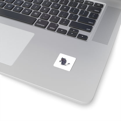 Spooky Grinning Black Cat Kiss-Cut Sticker — Halloween Laptop Decal