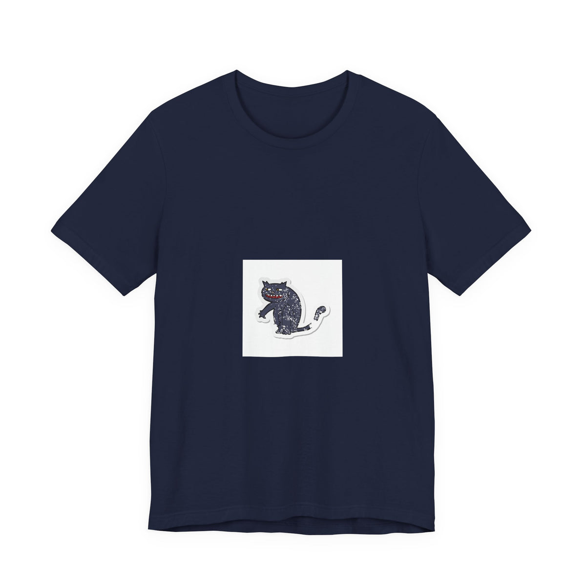Black Cat Graphic Tee — Small Vintage Cat Illustration T-Shirt
