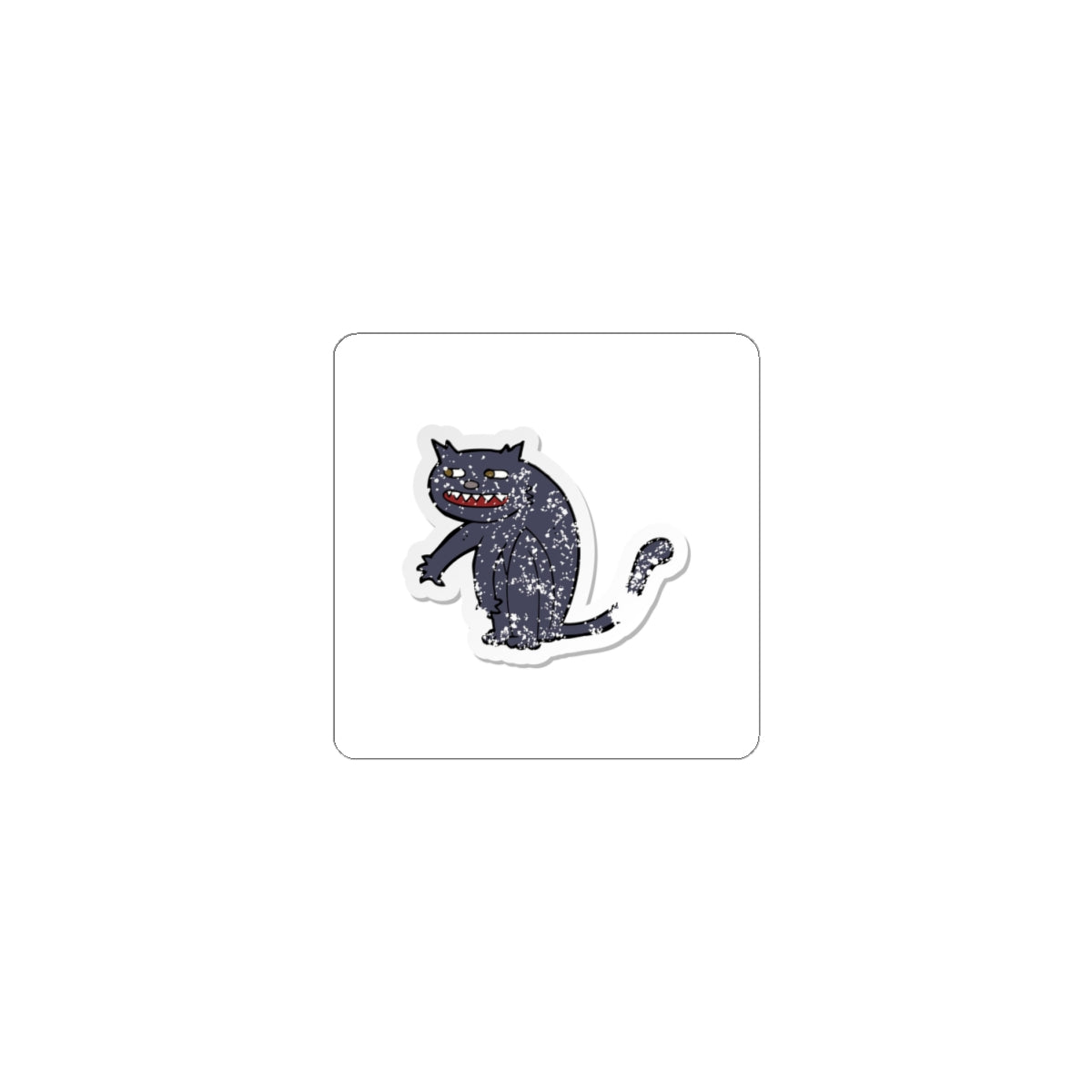 Spooky Grinning Black Cat Kiss-Cut Sticker — Halloween Laptop Decal