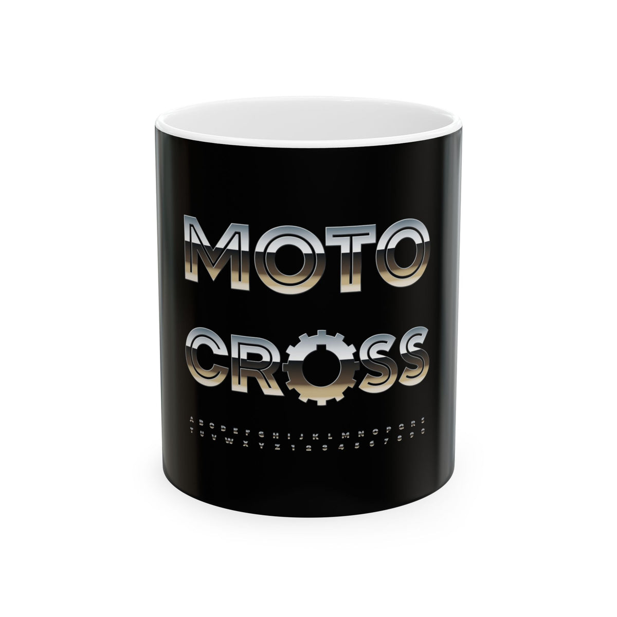 Motocross Gear Ceramic Mug – Retro Metallic 'MOTO CROSS' Coffee Cup (11oz, 15oz)