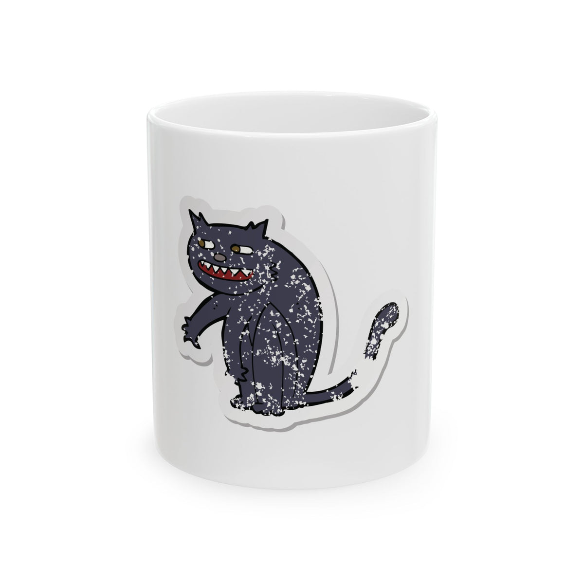 Grunge Black Cat Ceramic Mug (11oz/15oz)