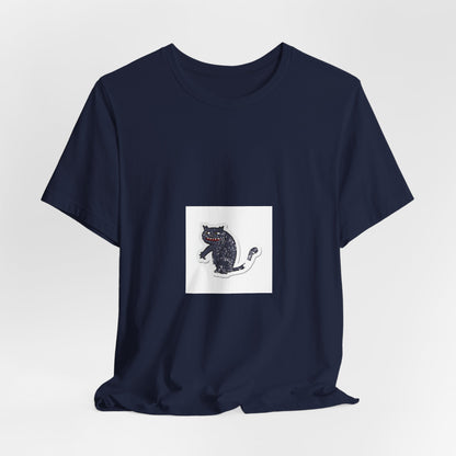 Black Cat Graphic Tee — Small Vintage Cat Illustration T-Shirt