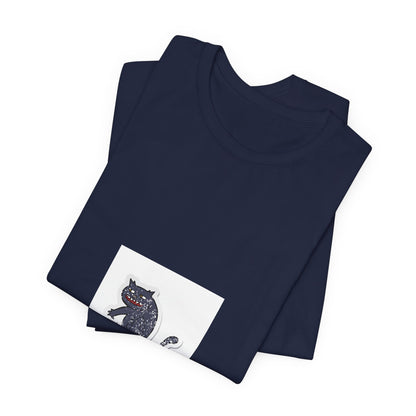 Black Cat Graphic Tee — Small Vintage Cat Illustration T-Shirt