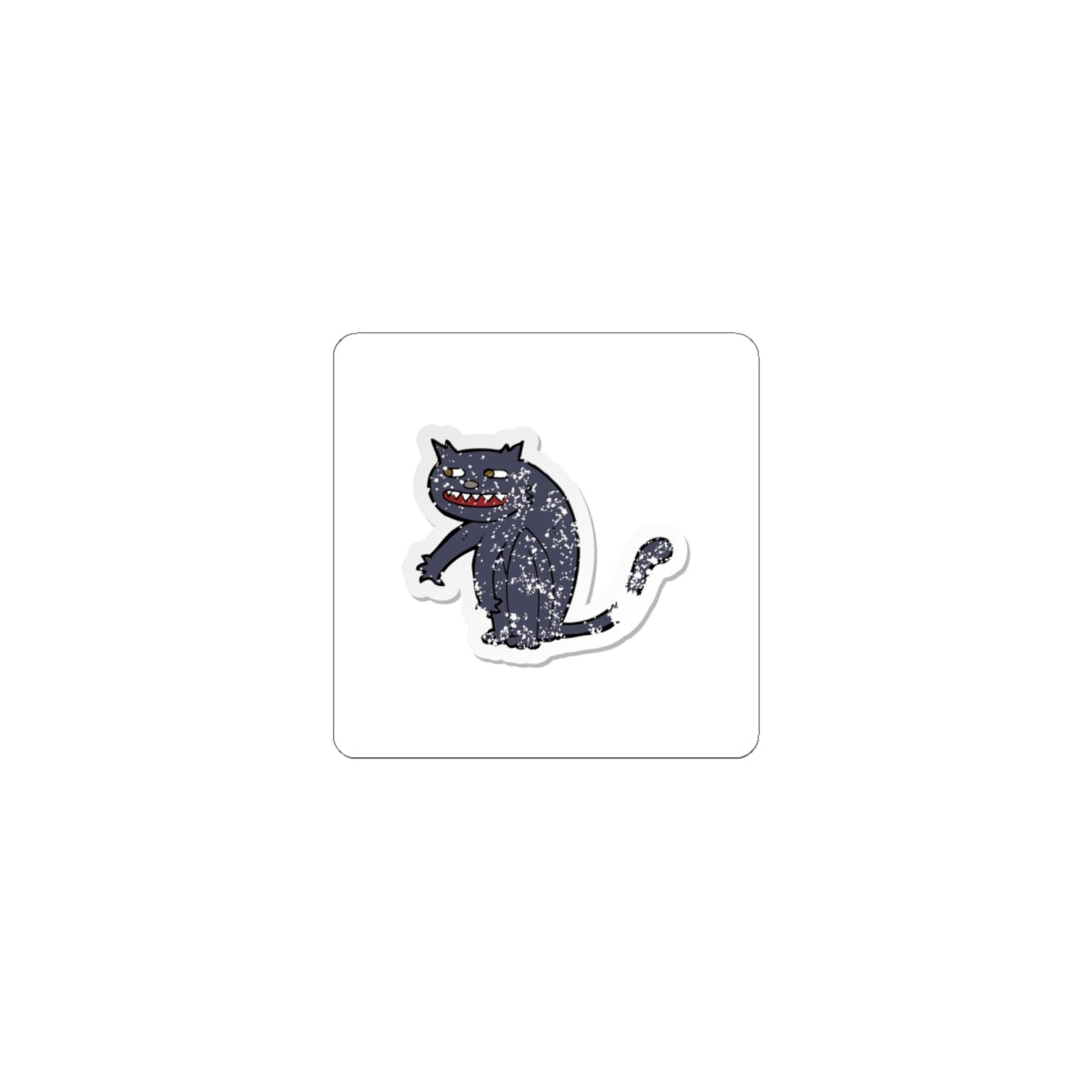 Spooky Grinning Black Cat Kiss-Cut Sticker — Halloween Laptop Decal