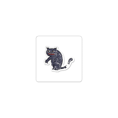 Spooky Grinning Black Cat Kiss-Cut Sticker — Halloween Laptop Decal