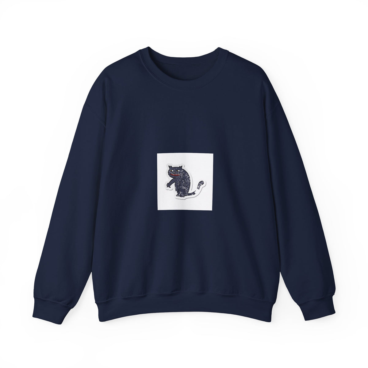 Embroidered Black Cat Crewneck Sweatshirt