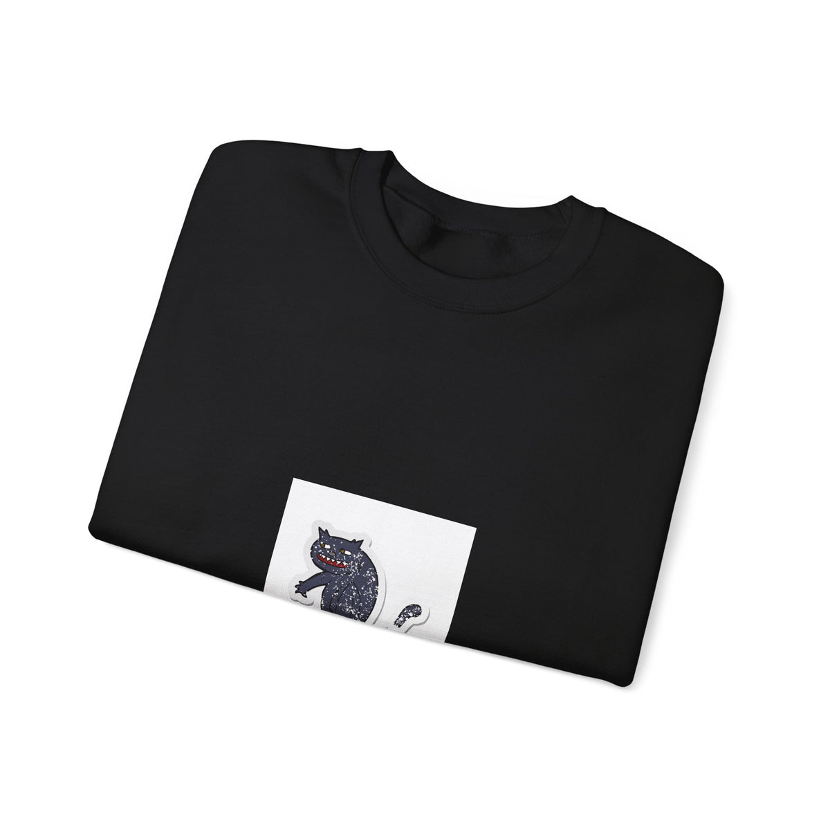 Embroidered Black Cat Crewneck Sweatshirt