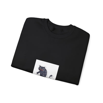 Embroidered Black Cat Crewneck Sweatshirt