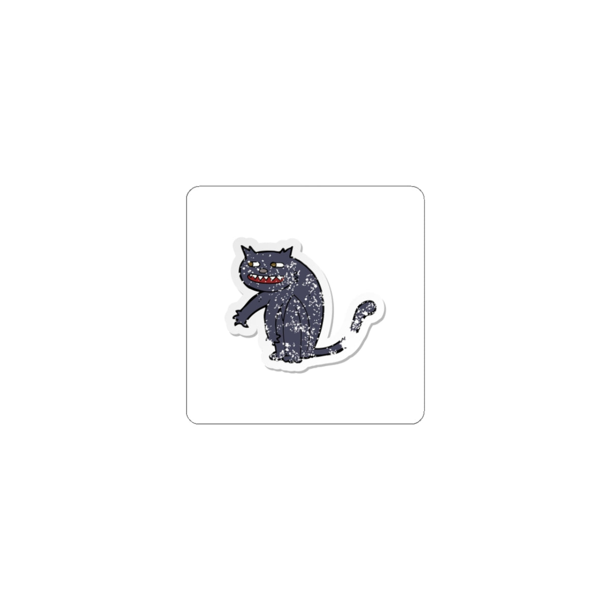 Spooky Grinning Black Cat Kiss-Cut Sticker — Halloween Laptop Decal
