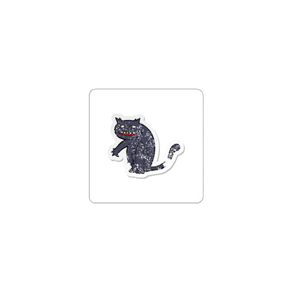 Spooky Grinning Black Cat Kiss-Cut Sticker — Halloween Laptop Decal