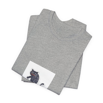 Black Cat Graphic Tee — Small Vintage Cat Illustration T-Shirt