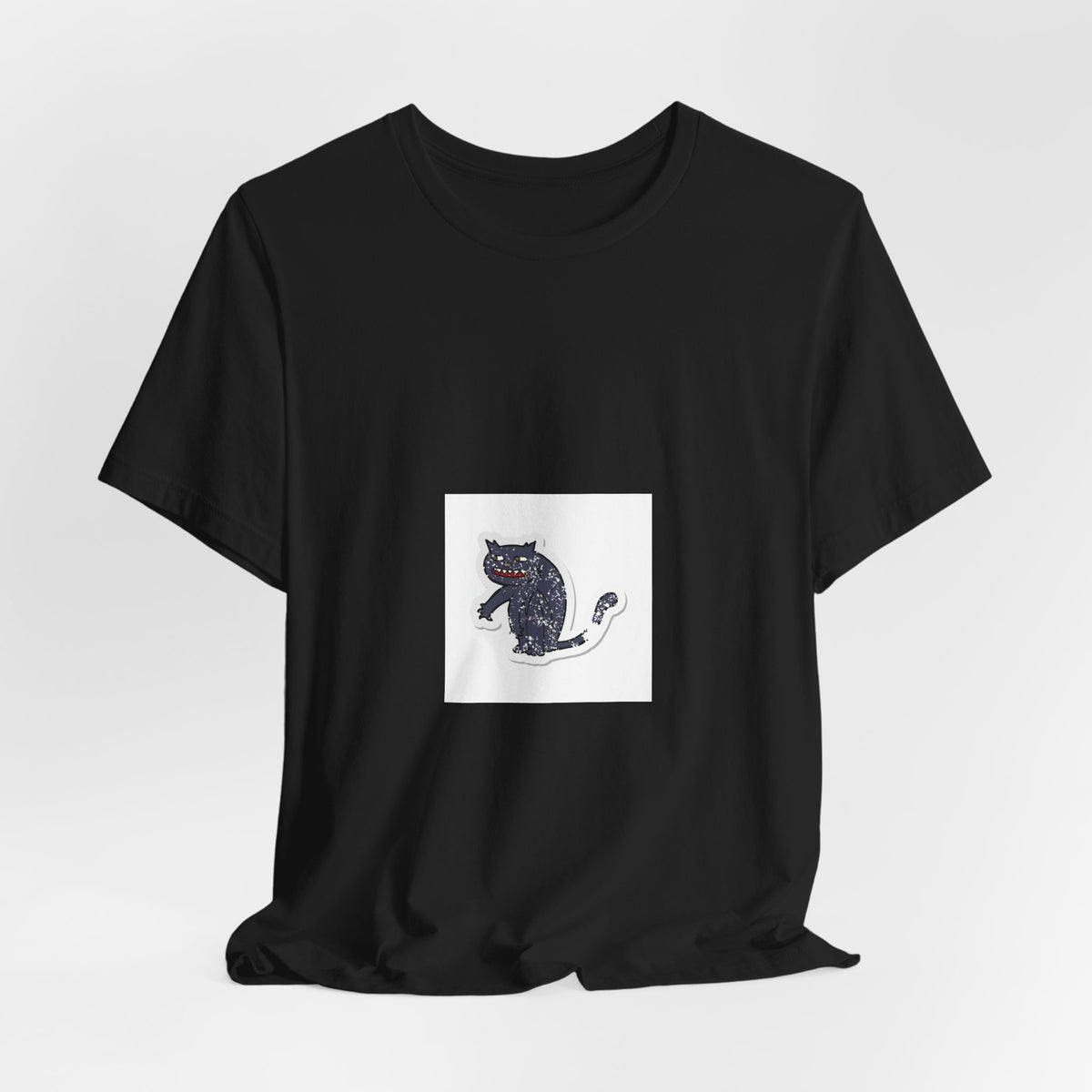 Black Cat Graphic Tee — Small Vintage Cat Illustration T-Shirt
