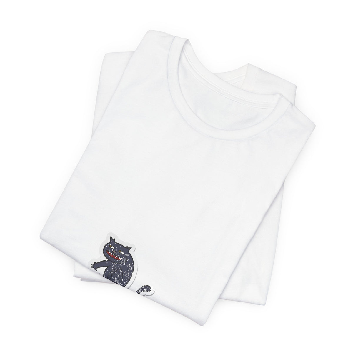 Black Cat Graphic Tee — Small Vintage Cat Illustration T-Shirt