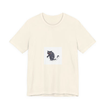 Black Cat Graphic Tee — Small Vintage Cat Illustration T-Shirt