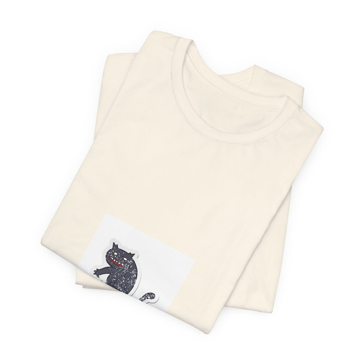 Black Cat Graphic Tee — Small Vintage Cat Illustration T-Shirt