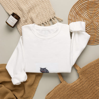 Embroidered Black Cat Crewneck Sweatshirt
