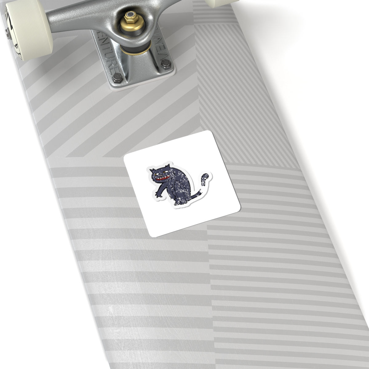 Spooky Grinning Black Cat Kiss-Cut Sticker — Halloween Laptop Decal